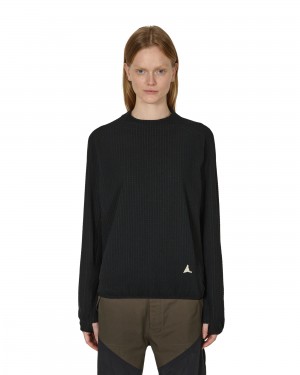 Black ROA Grid Mockneck Knitwear | MSWGA-2503