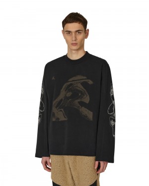 Black ROA T-shirt Graphic Long Sleeve | ZVXJP-8703