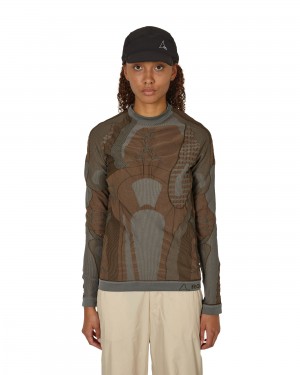 Brown / Grey ROA Roundneck 3D Knitwear | YVGNA-9546