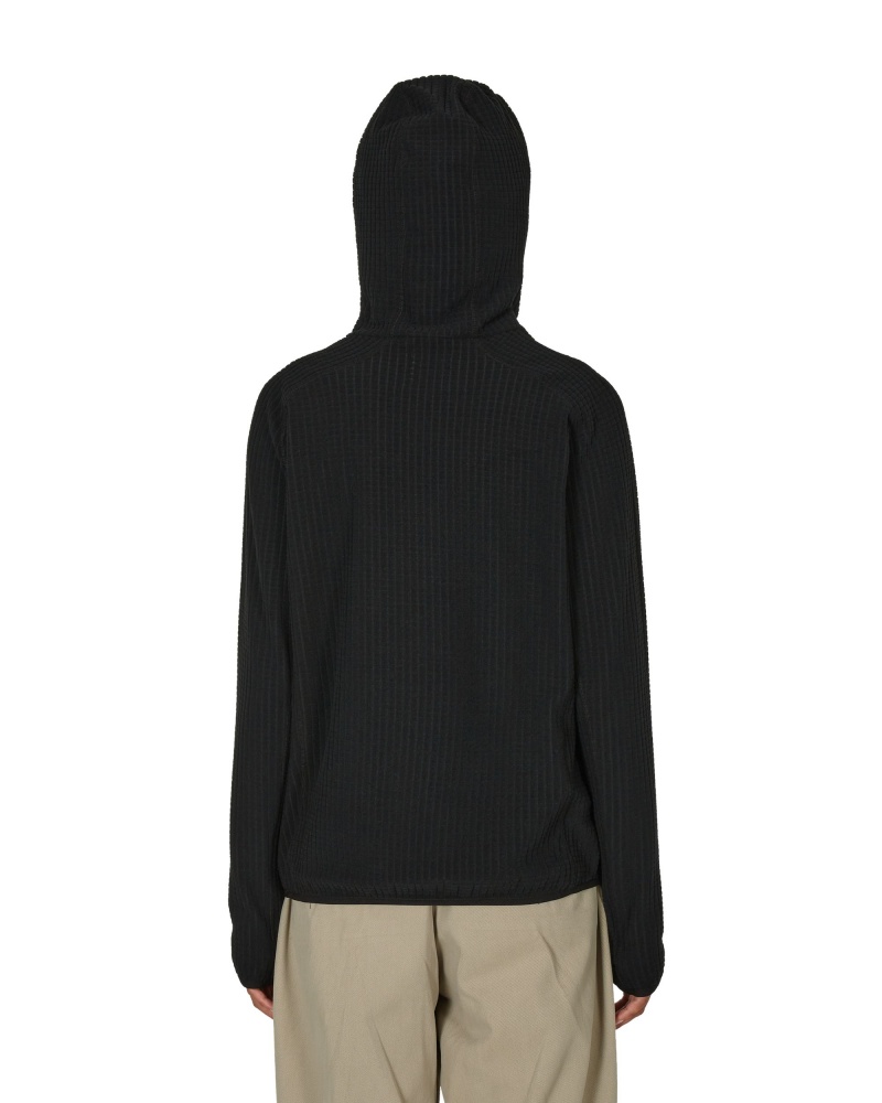 Black ROA Grid Hoodie | QVRLK-4125