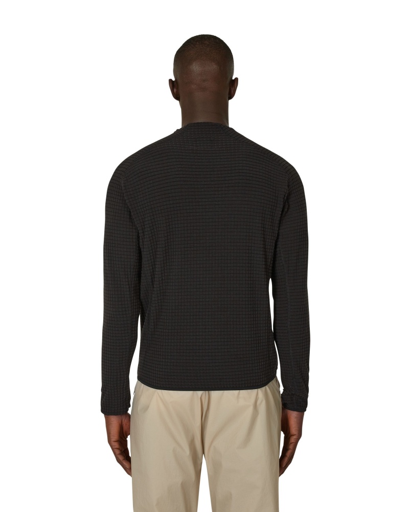 Black ROA Grid Mockneck Knitwear | MSWGA-2503