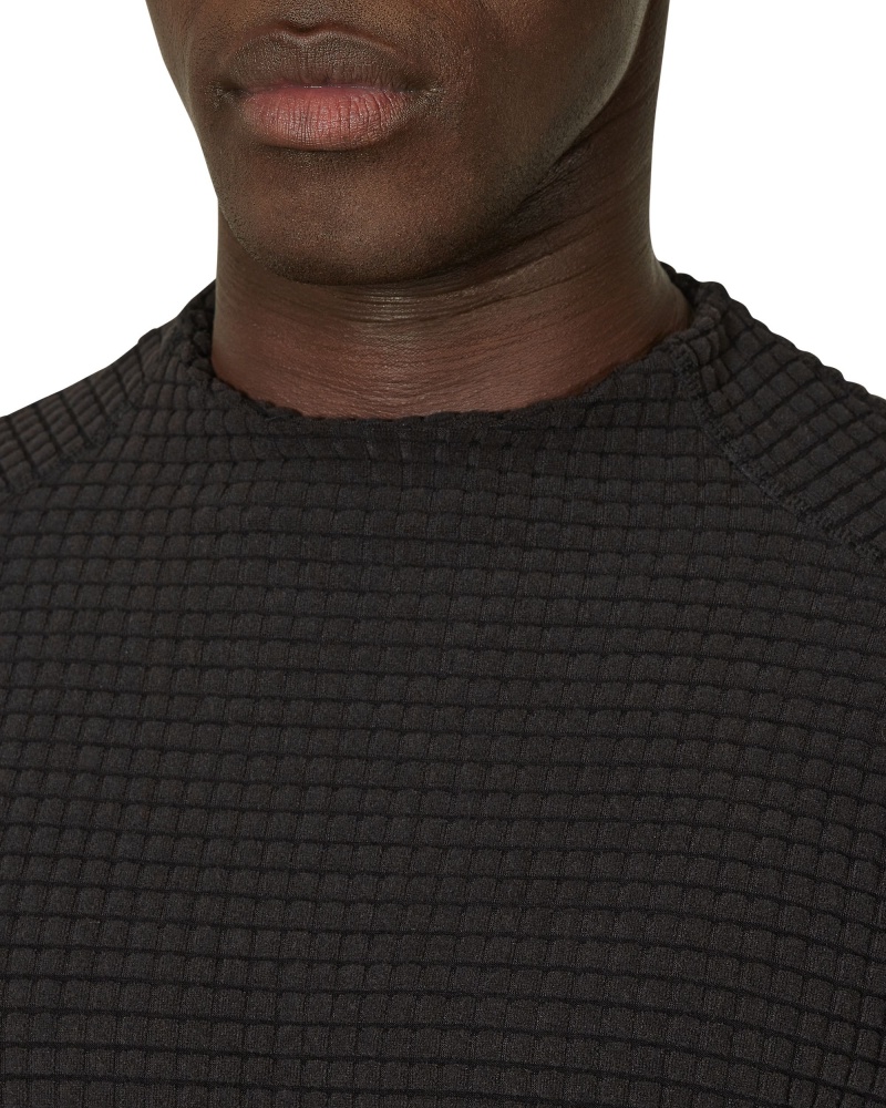 Black ROA Grid Mockneck Knitwear | MSWGA-2503