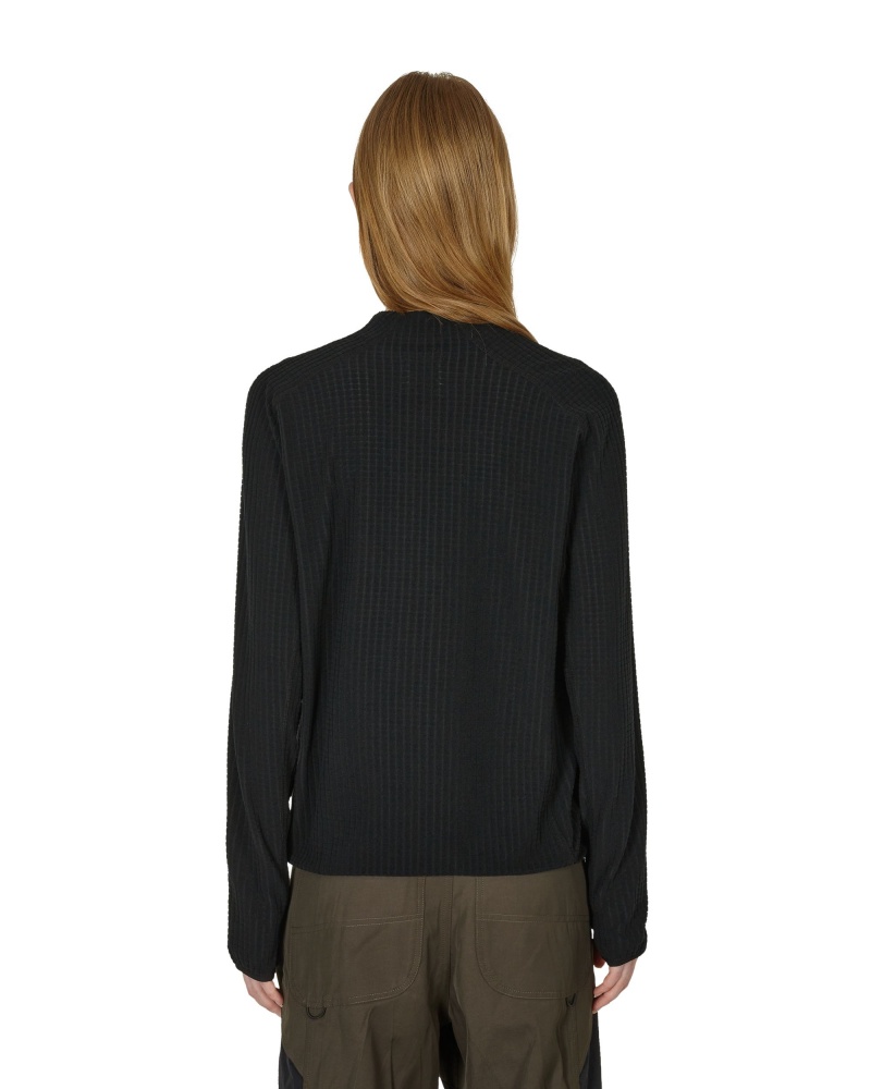 Black ROA Grid Mockneck Knitwear | MSWGA-2503