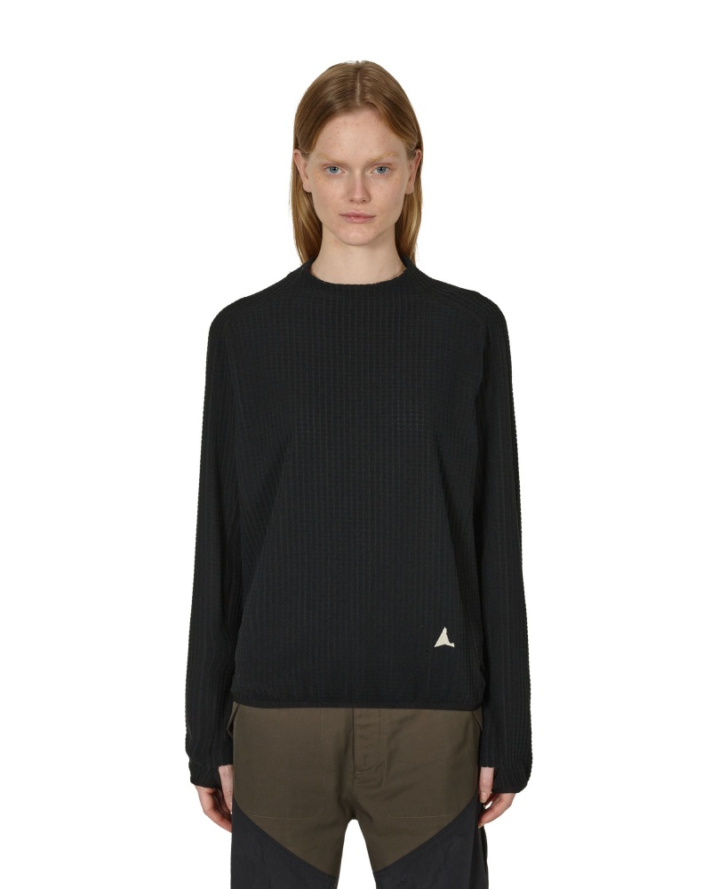 Black ROA Grid Mockneck Knitwear | MSWGA-2503