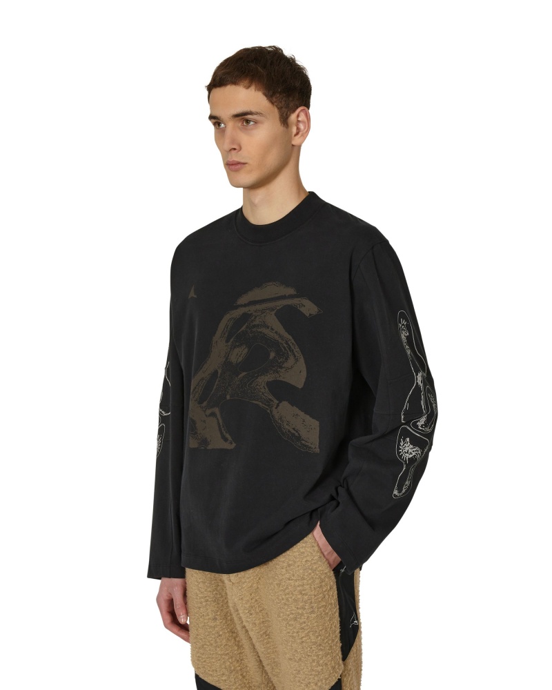 Black ROA T-shirt Graphic Long Sleeve | ZVXJP-8703