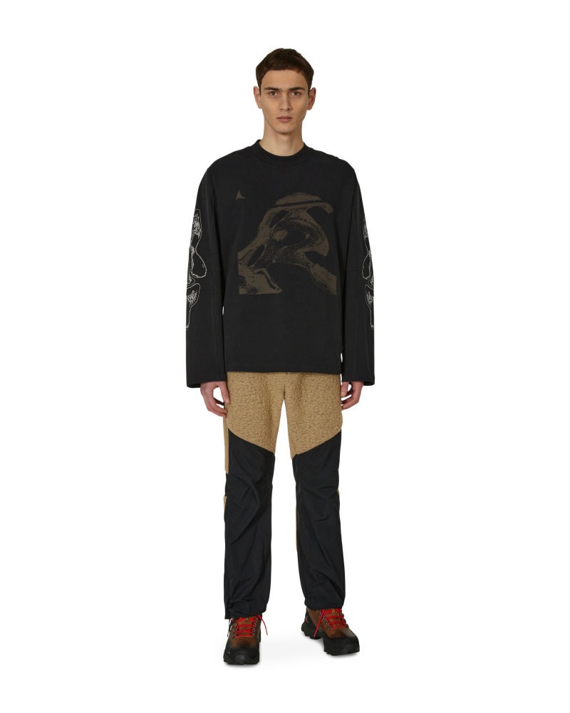 Black ROA T-shirt Graphic Long Sleeve | ZVXJP-8703