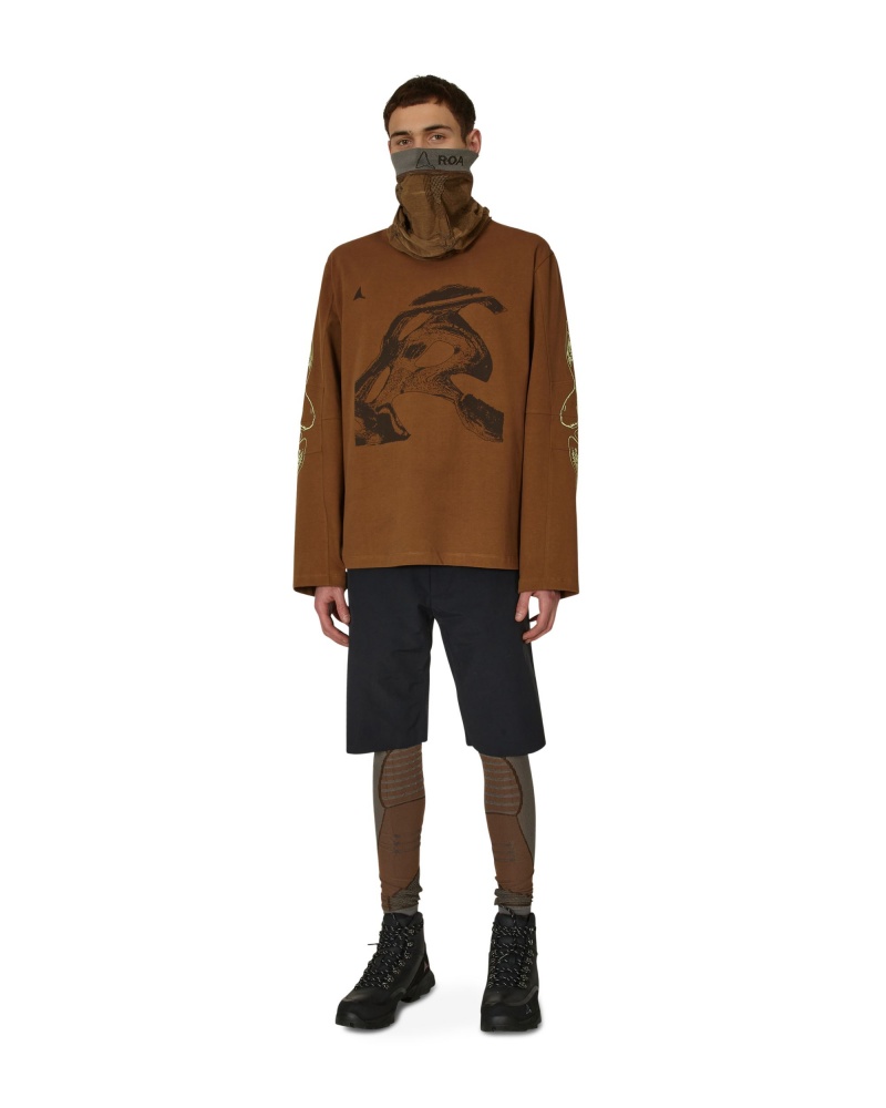 Brown ROA T-shirt Graphic Long Sleeve | JKWNI-5718