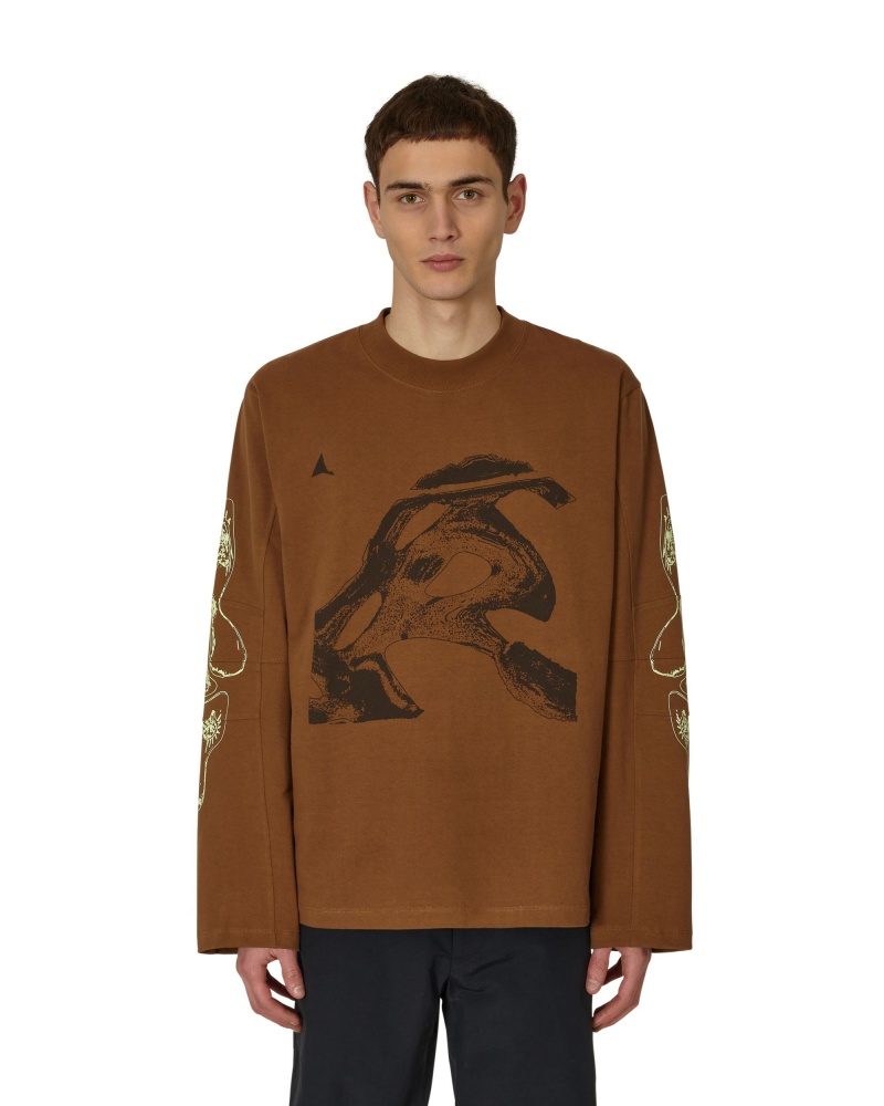 Brown ROA T-shirt Graphic Long Sleeve | JKWNI-5718