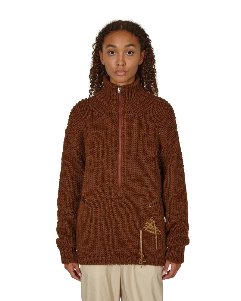 Brown ROA Winter Hand Made Zip Up Tops | UXHNA-5209