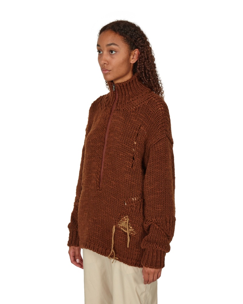 Brown ROA Winter Hand Made Zip Up Tops | UXHNA-5209