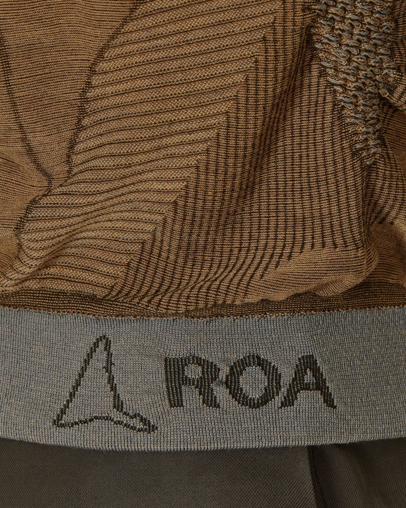 Brown / Grey ROA Half Zip 3D Knitwear | BFGKU-1857