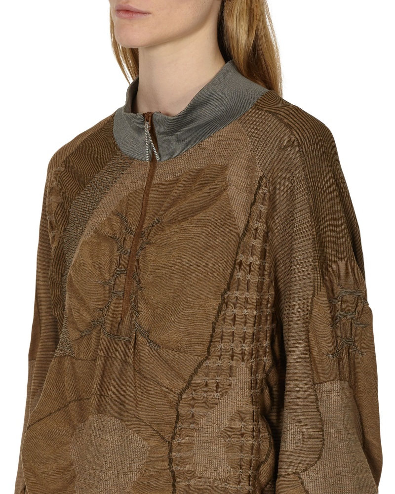 Brown / Grey ROA Half Zip 3D Knitwear | BFGKU-1857