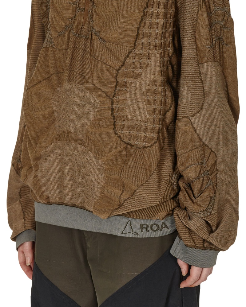 Brown / Grey ROA Half Zip 3D Knitwear | BFGKU-1857