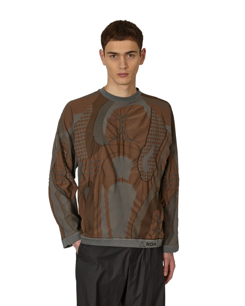 Brown / Grey ROA Oversize 3D Knitwear | BGCAF-5294