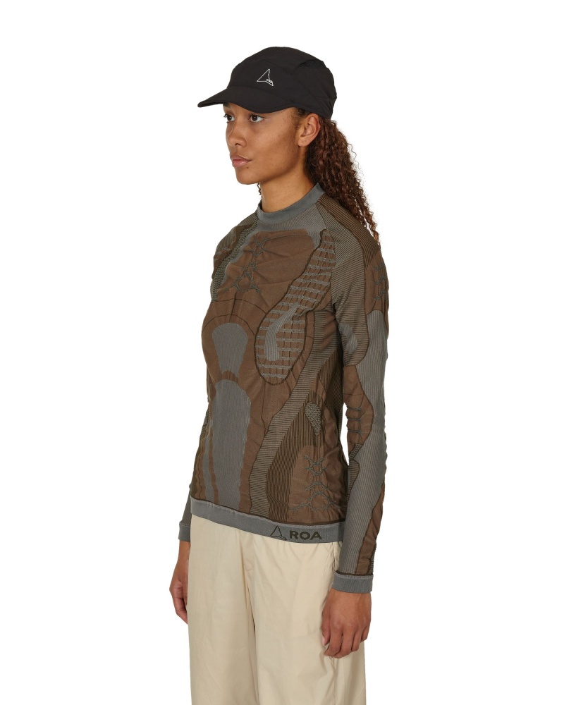 Brown / Grey ROA Roundneck 3D Knitwear | YVGNA-9546