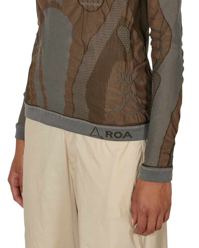 Brown / Grey ROA Roundneck 3D Knitwear | YVGNA-9546