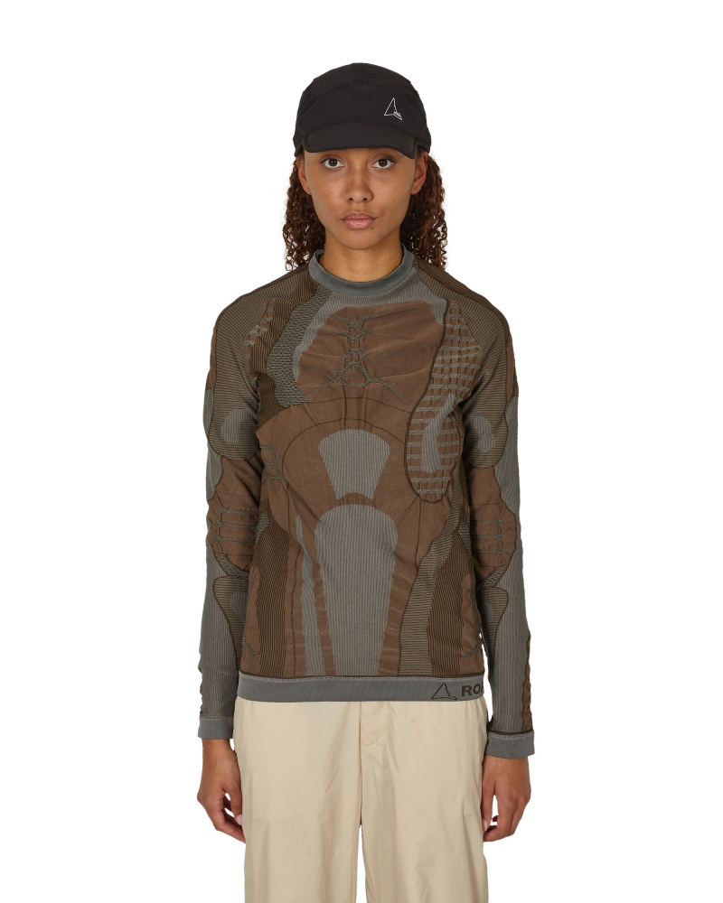 Brown / Grey ROA Roundneck 3D Knitwear | YVGNA-9546