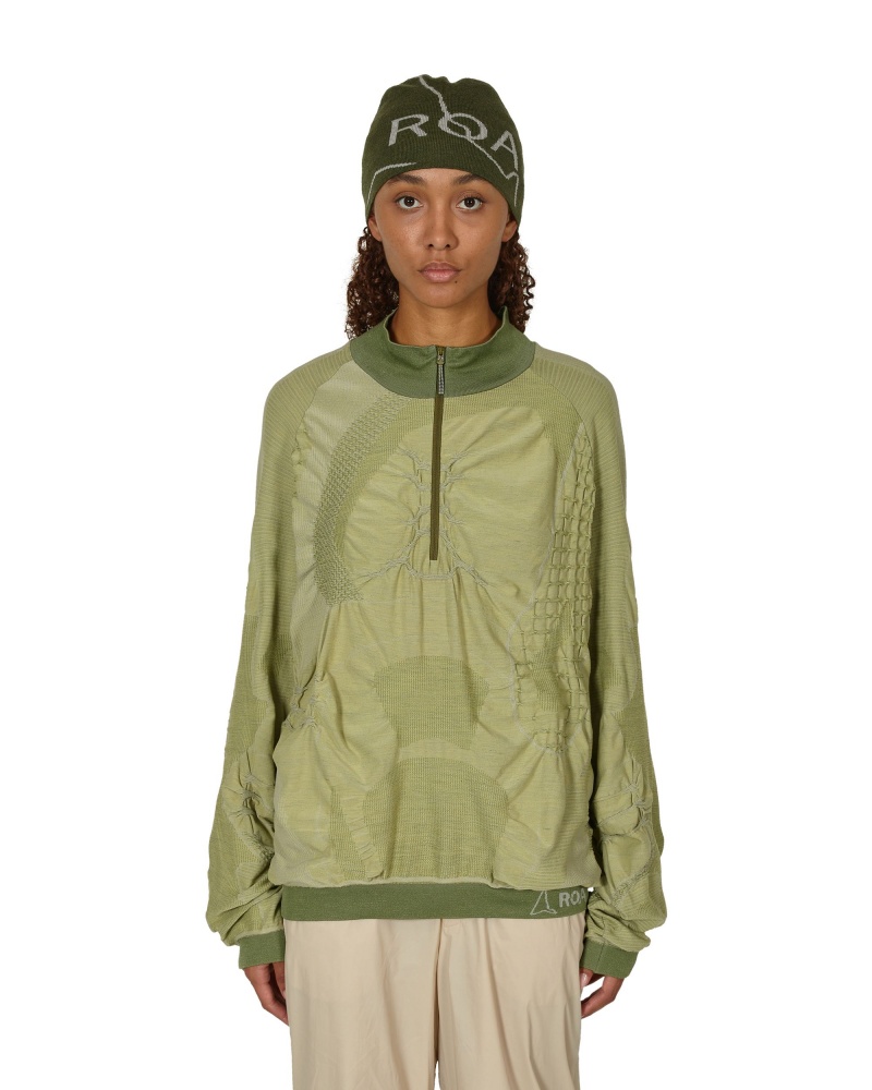 Green / Grey ROA Half Zip 3D Knitwear | RFYSX-3086