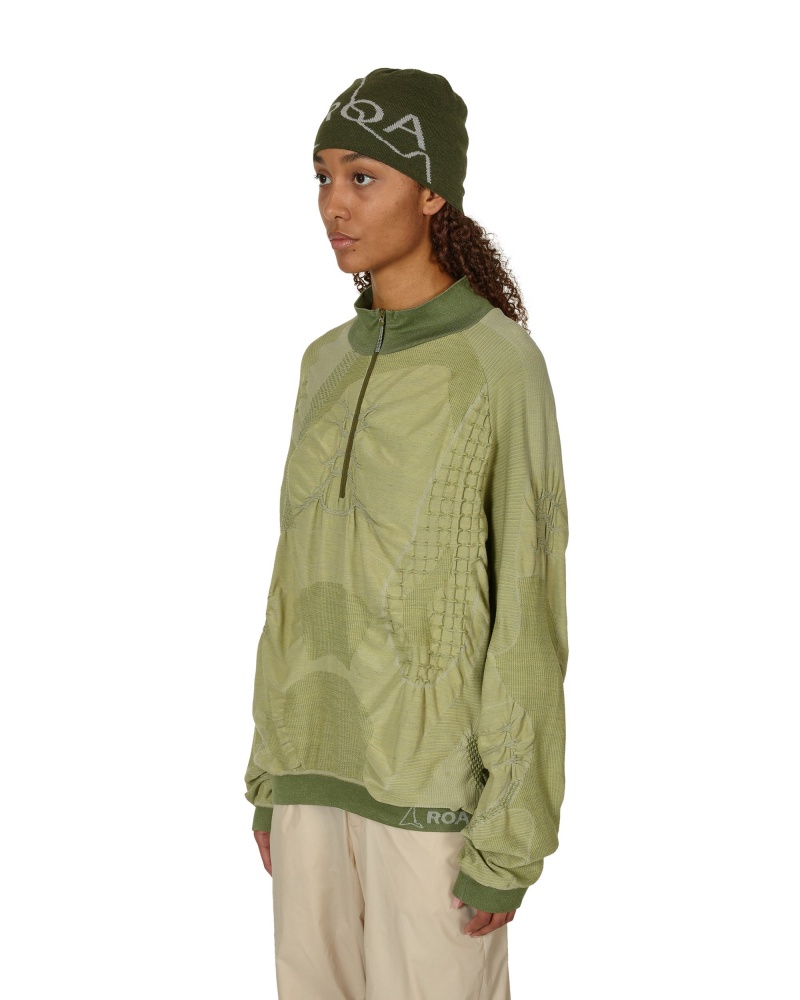 Green / Grey ROA Half Zip 3D Knitwear | RFYSX-3086