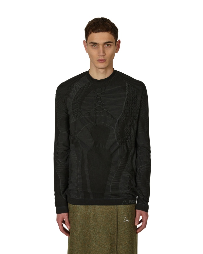 Grey / Black ROA Roundneck 3D Knitwear | OVFQN-9175