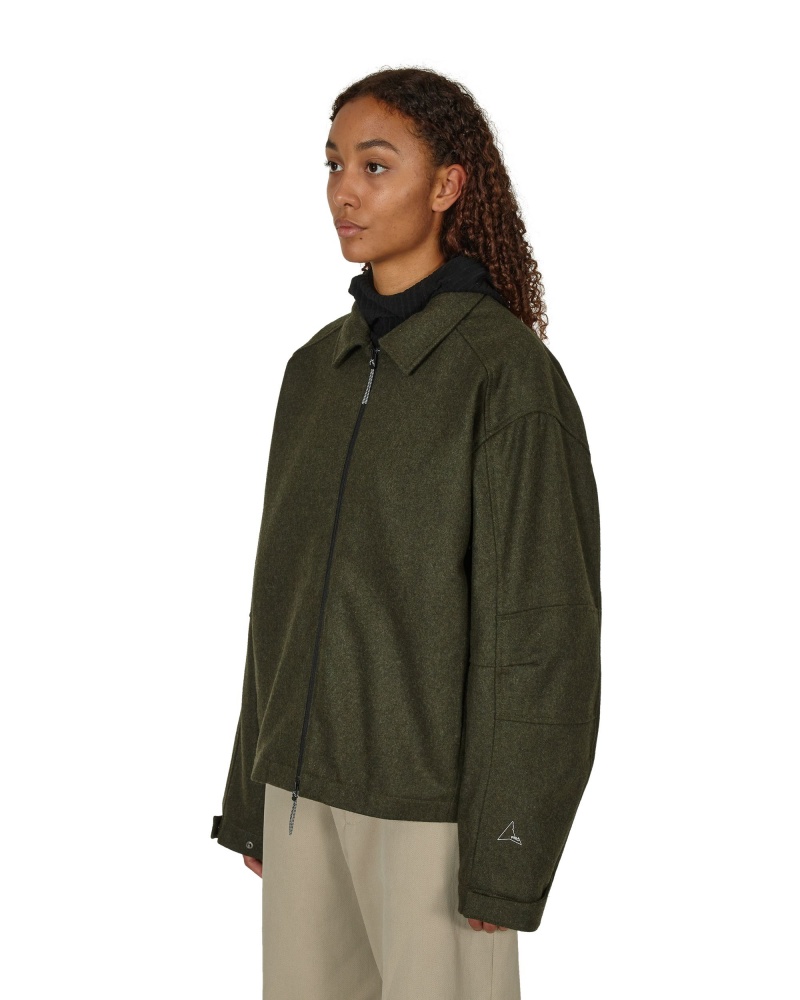 Olive ROA Zip Up Shirt Jacket | LGMXK-7156